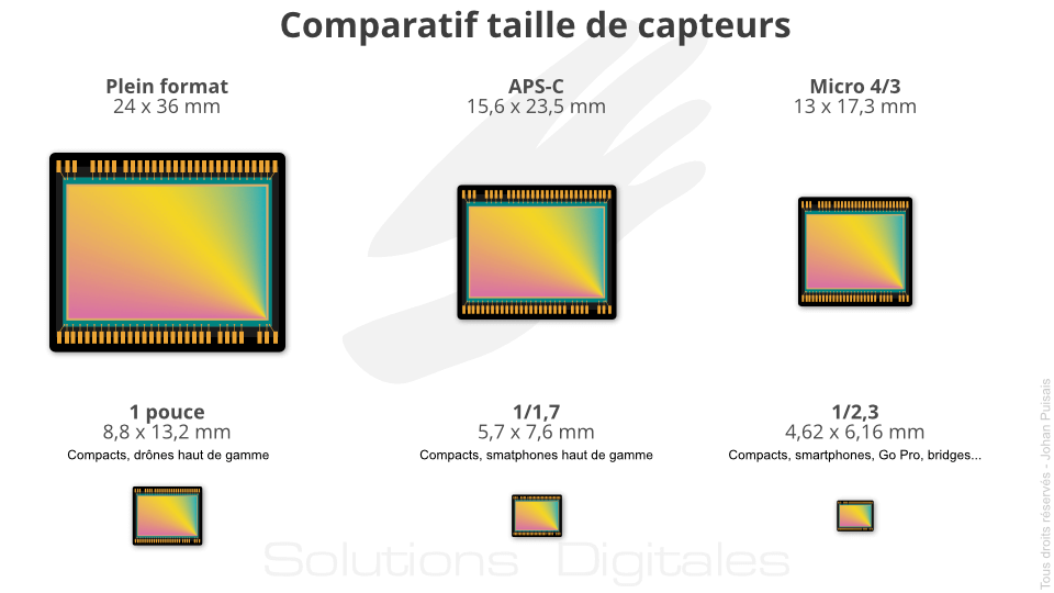 Comparaison de la taille des principaux capteurs photo du marché